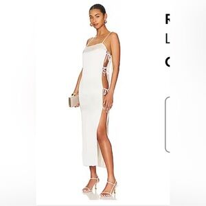 NWT L'Academie Anor High
Shine Tie Midi Dress